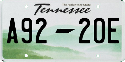 TN license plate A9220E