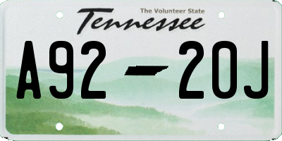 TN license plate A9220J