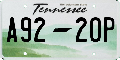 TN license plate A9220P