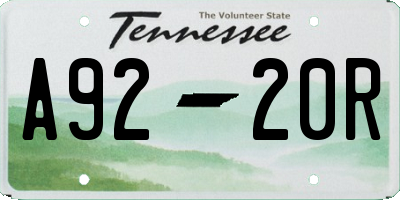 TN license plate A9220R