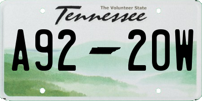 TN license plate A9220W