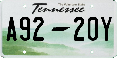 TN license plate A9220Y