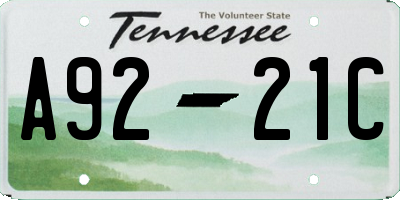 TN license plate A9221C