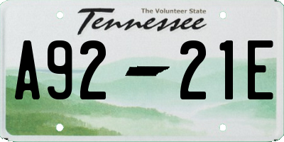 TN license plate A9221E