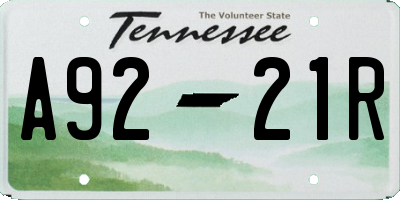 TN license plate A9221R