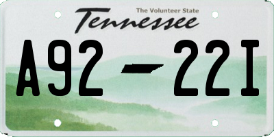 TN license plate A9222I