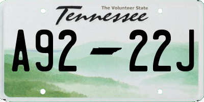 TN license plate A9222J