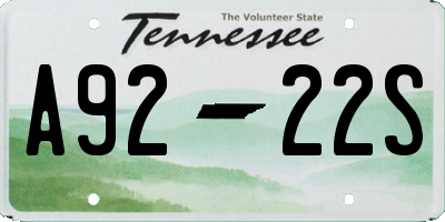 TN license plate A9222S