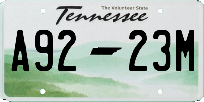 TN license plate A9223M