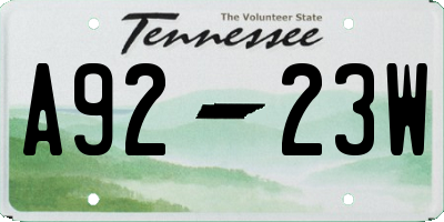 TN license plate A9223W