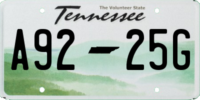 TN license plate A9225G
