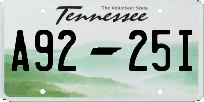 TN license plate A9225I