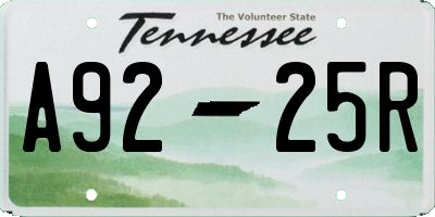 TN license plate A9225R