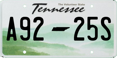 TN license plate A9225S