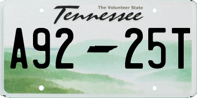 TN license plate A9225T