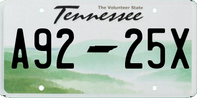TN license plate A9225X
