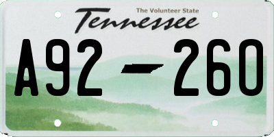 TN license plate A9226O