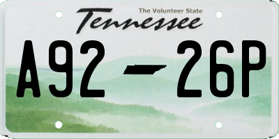 TN license plate A9226P