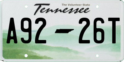 TN license plate A9226T