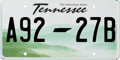 TN license plate A9227B
