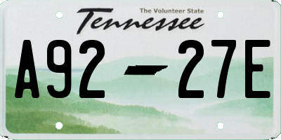 TN license plate A9227E