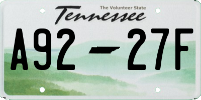 TN license plate A9227F
