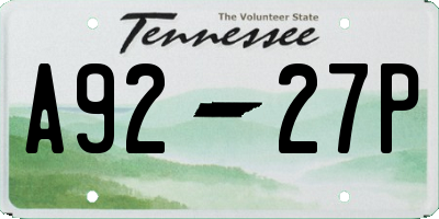 TN license plate A9227P