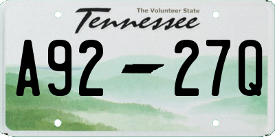 TN license plate A9227Q