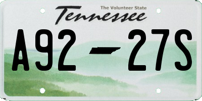 TN license plate A9227S