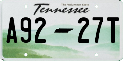 TN license plate A9227T