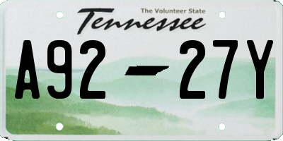 TN license plate A9227Y