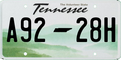 TN license plate A9228H