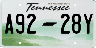 TN license plate A9228Y