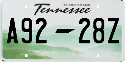 TN license plate A9228Z