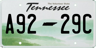 TN license plate A9229C