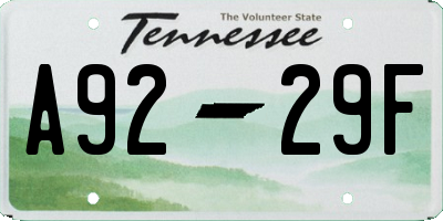 TN license plate A9229F