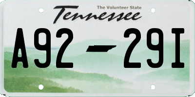 TN license plate A9229I