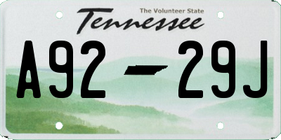 TN license plate A9229J