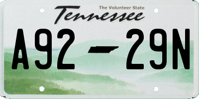 TN license plate A9229N