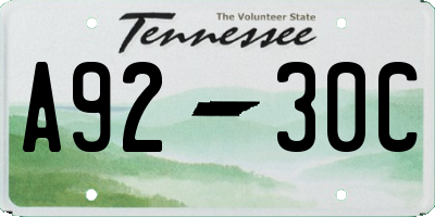 TN license plate A9230C