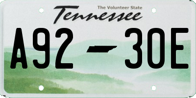 TN license plate A9230E
