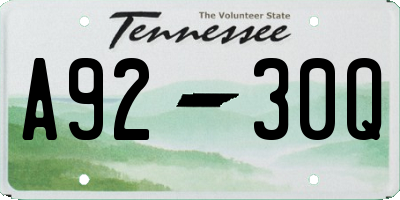 TN license plate A9230Q