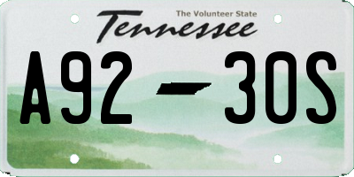 TN license plate A9230S