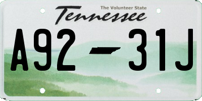 TN license plate A9231J