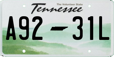 TN license plate A9231L