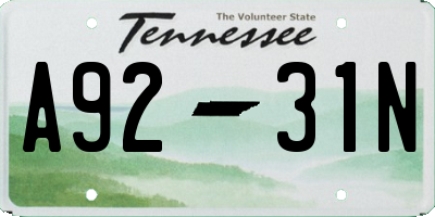 TN license plate A9231N