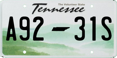 TN license plate A9231S