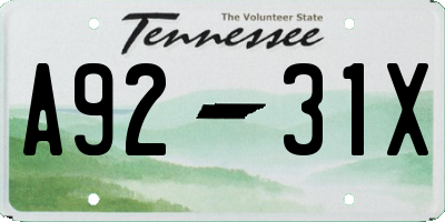TN license plate A9231X