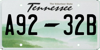 TN license plate A9232B