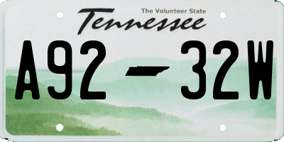 TN license plate A9232W